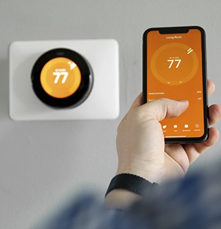Thermostat on wall.
