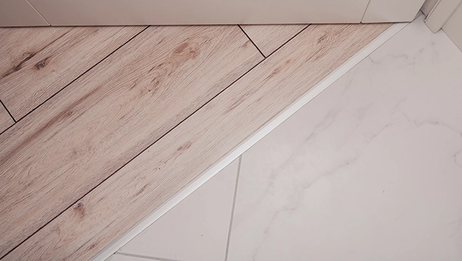 A close-up view of a wooden floor.