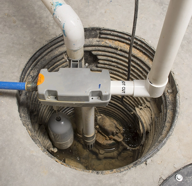 A sump pump system.
