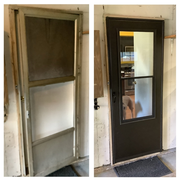 Before and after of screen door repair in Arlington Heights, IL by Mr. Handyman