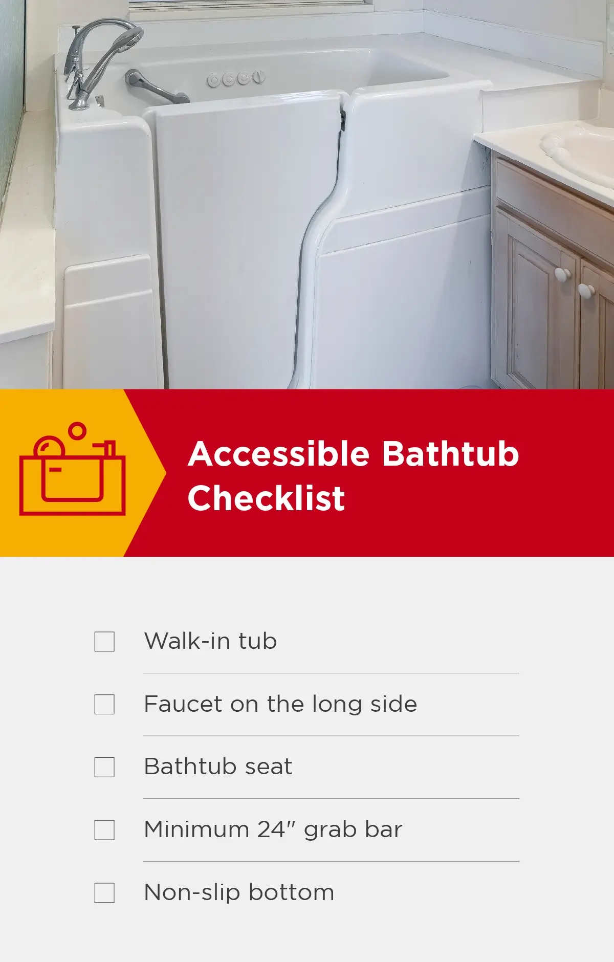 Accessible bathtub checklist