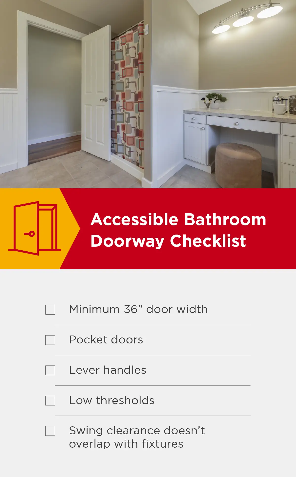 Accessible bathroom doorway checklist