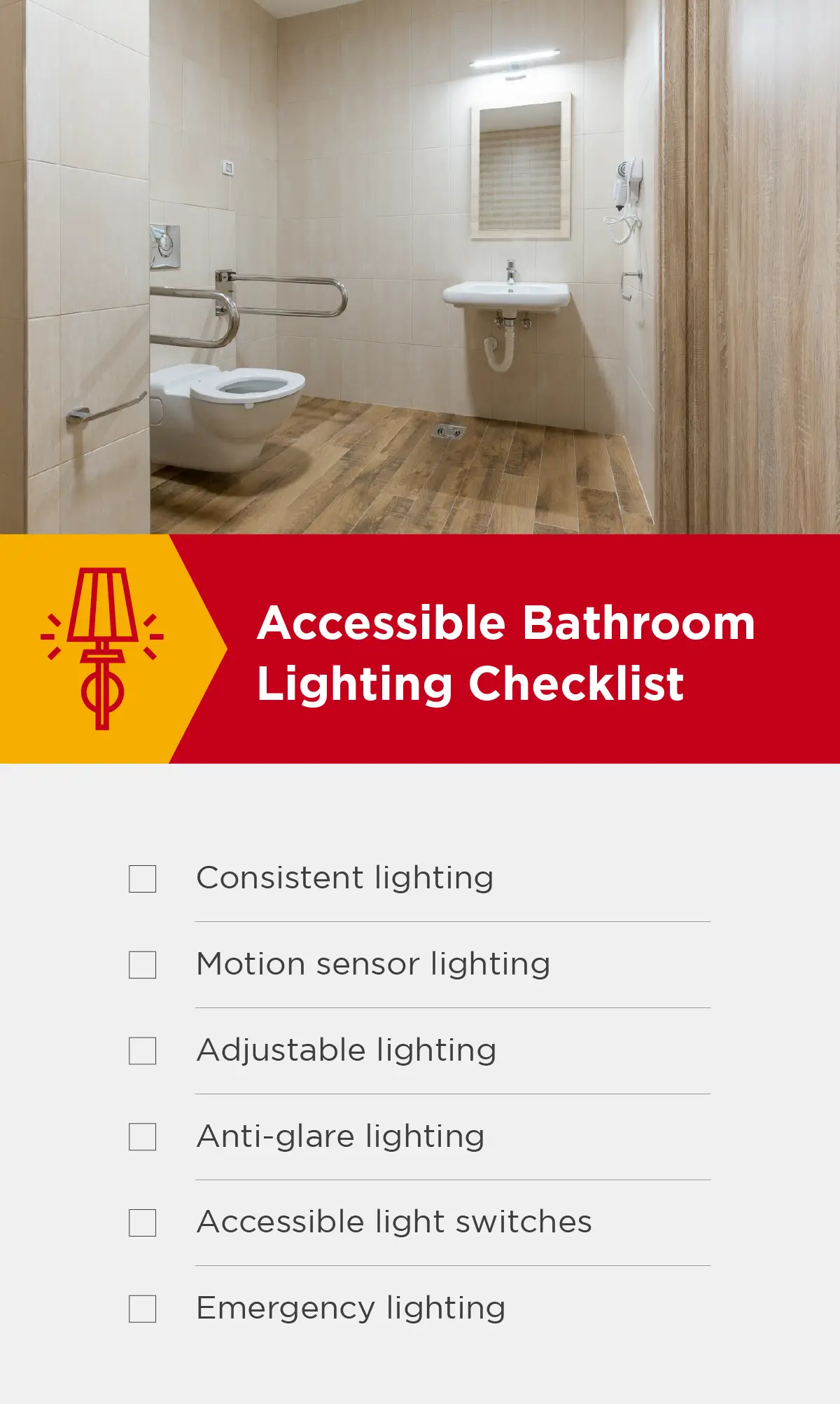 Accessible bathroom lighting checklist
