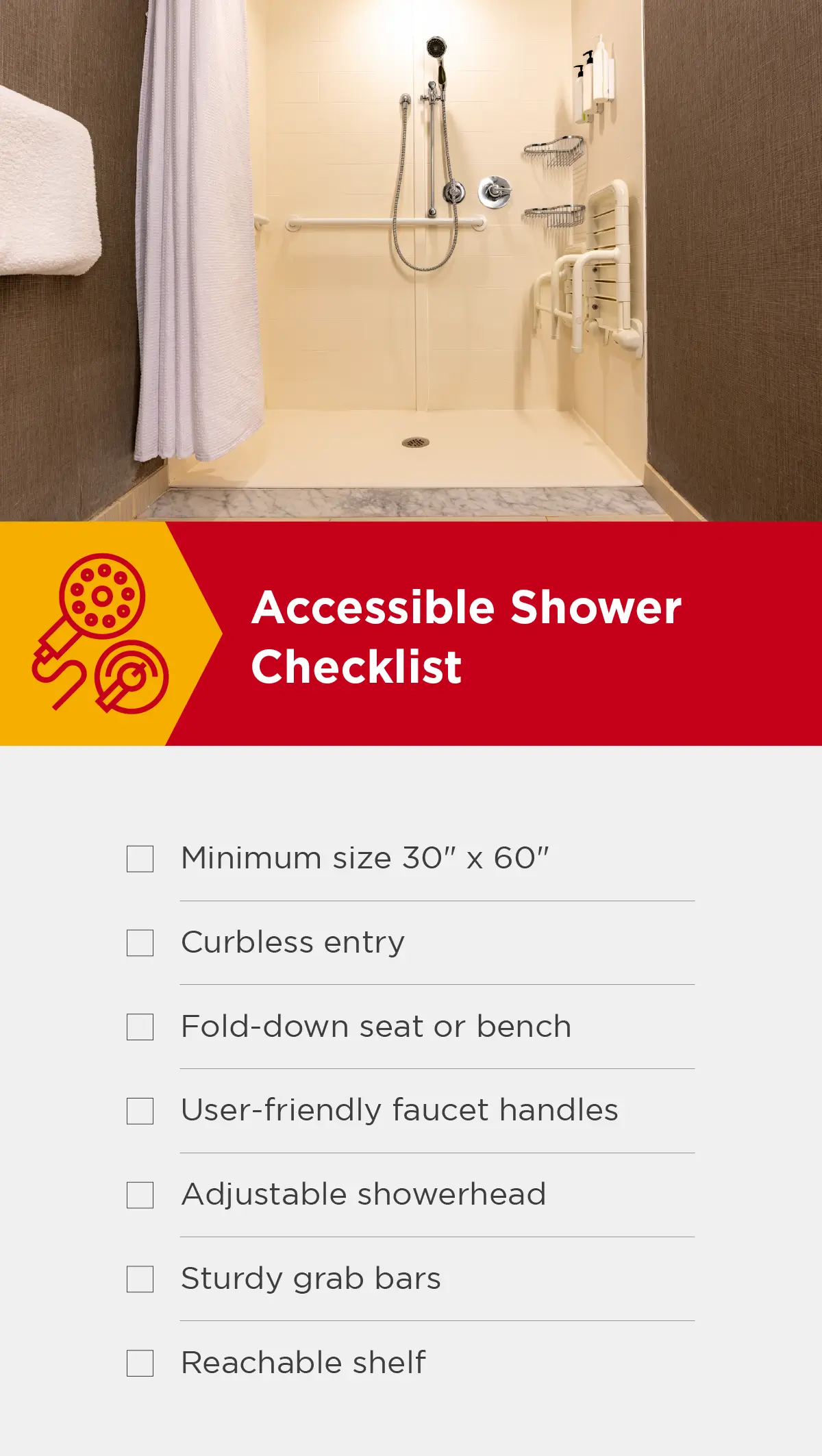 Accessible shower checklist.