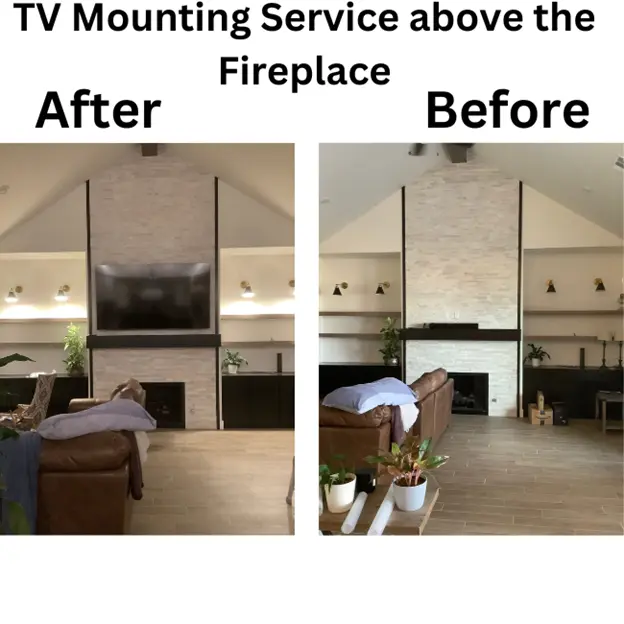 Before and after picutres of a TV installation in S. Oklahoma City and Norman.