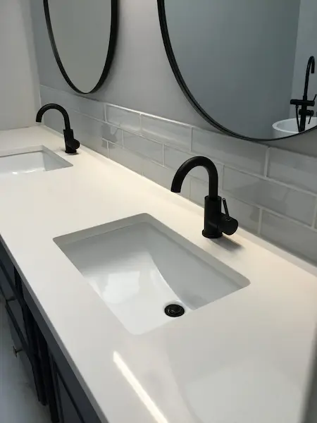 Newly renovated bathroom sink in Wichita home, performed by Mr. Handyman