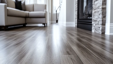 A vinyl plank floor in a living room
