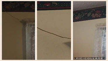 Crack in the wall of a home near a window before and after Mr. Handyman has completed drywall repairs