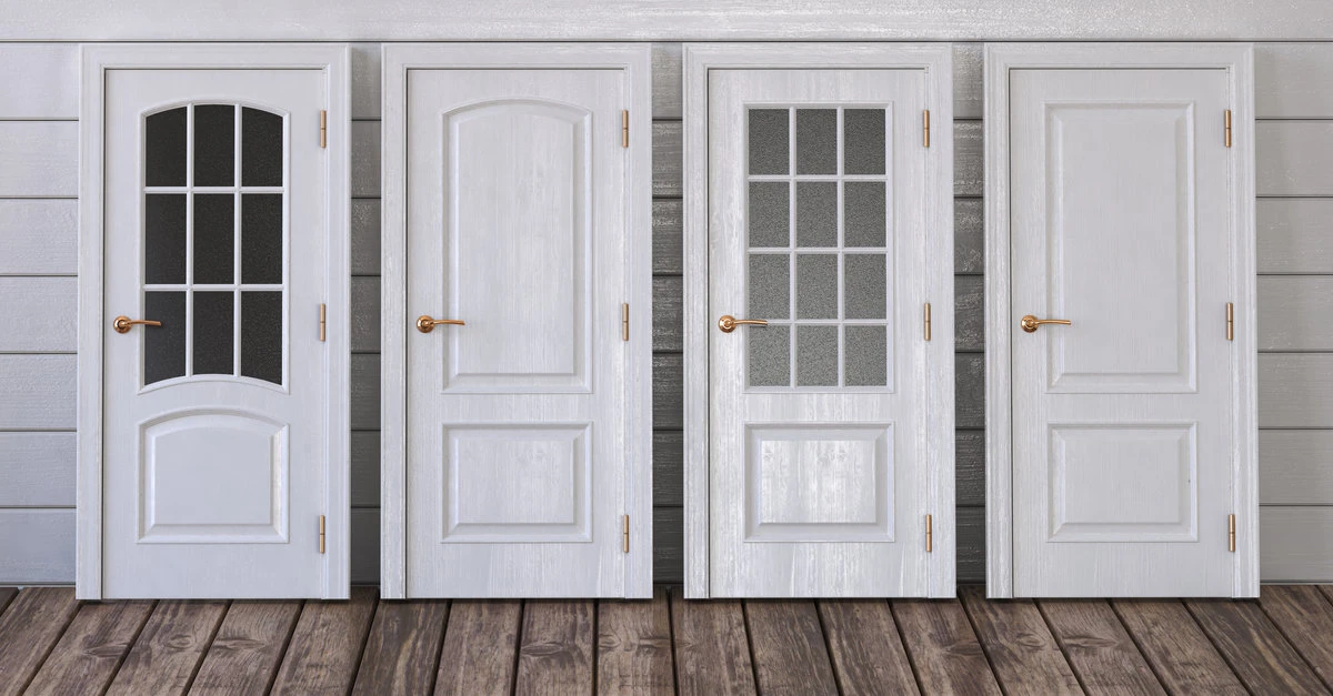 Four different white, pre-hung doors that could be used for door installation in Dallas.