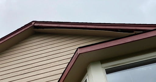 Soffits and fascia on the roof of a residential house.