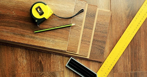 tools and materials laid out for a professional residential flooring installation project