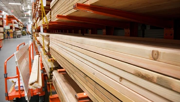Lumber inside home improvement store