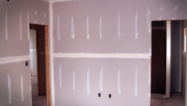 Exposed drywall.