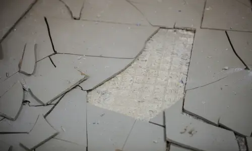 Broken basement tiles