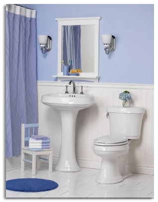 blue and white bathroom
