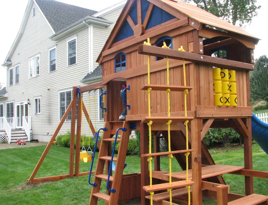 Playset in backyard