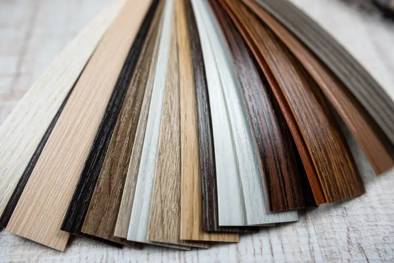 Vinyl flooring long plank samples.