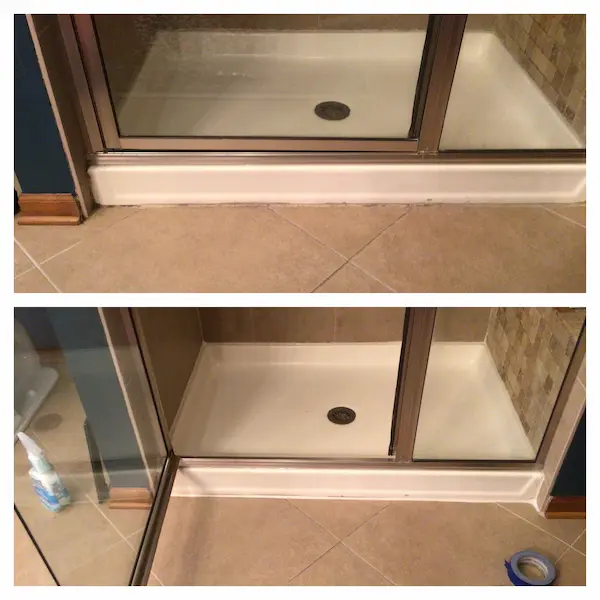 Regrouting service completed by Mr. Handyman during property maintenance in Dupage County.