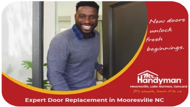 Man opening the front door of his home.