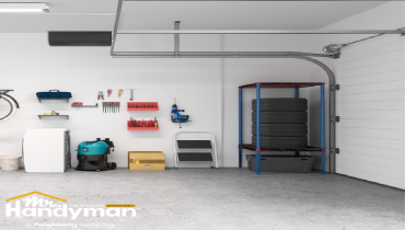 Organized Florida garage with upgraded shelving and storage in Palm Harbor, Clearwater and Largo