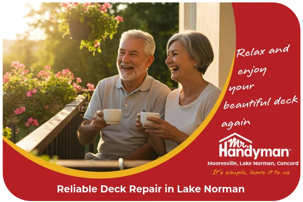 Senior couple enjoying their morning out on their deck.