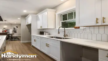 Modern kitchen renovation with updated cabinets, countertops, and lighting in a Lehigh Valley home