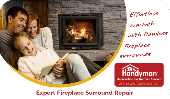 Family enjoying a warm evening by the fireplace.