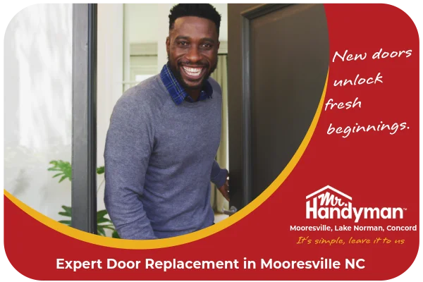 Man opening the front door of his home.