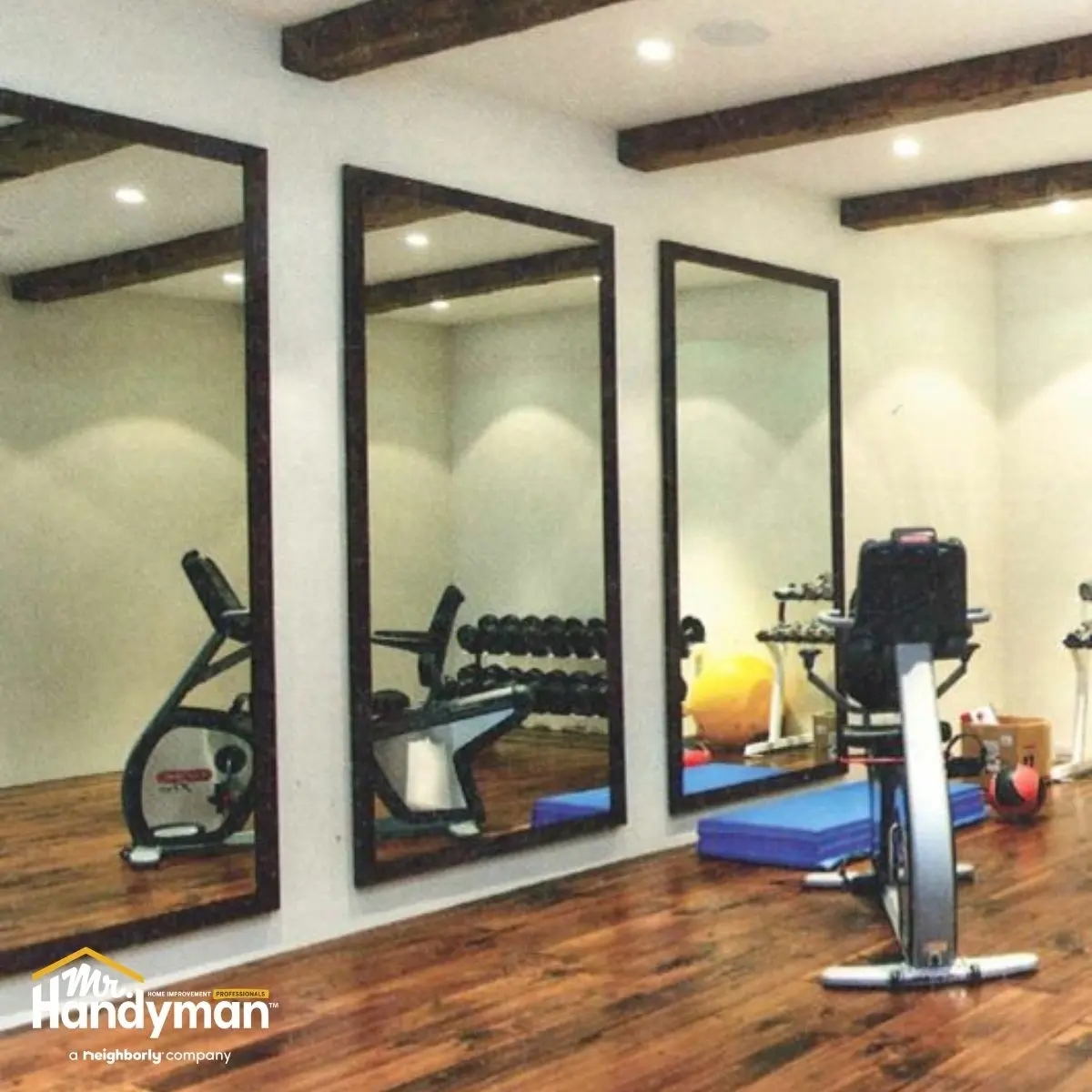 Commercial mirror installation.