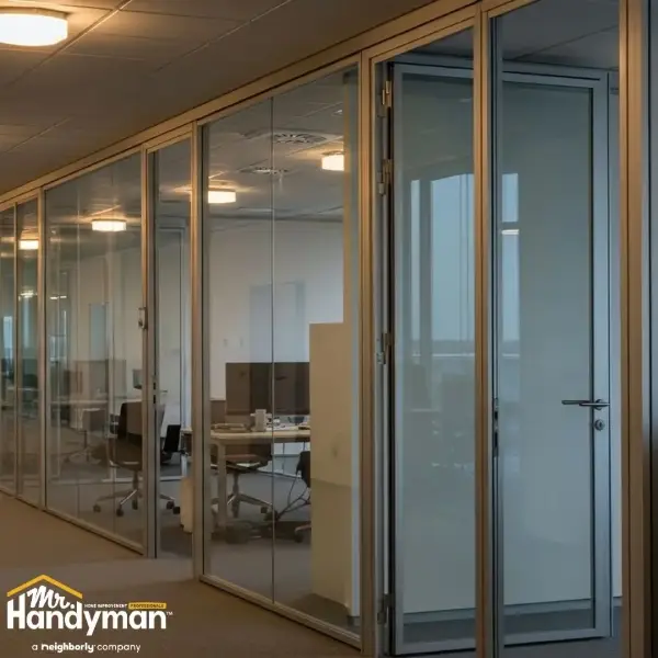 Mr. Handyman glass office partitions.