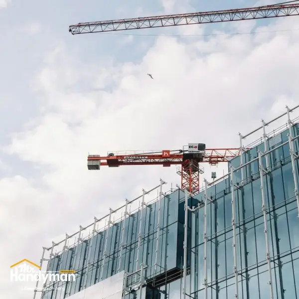 Mr. Handyman technician completing commercial exterior repairs on business property in Martinsburg WV