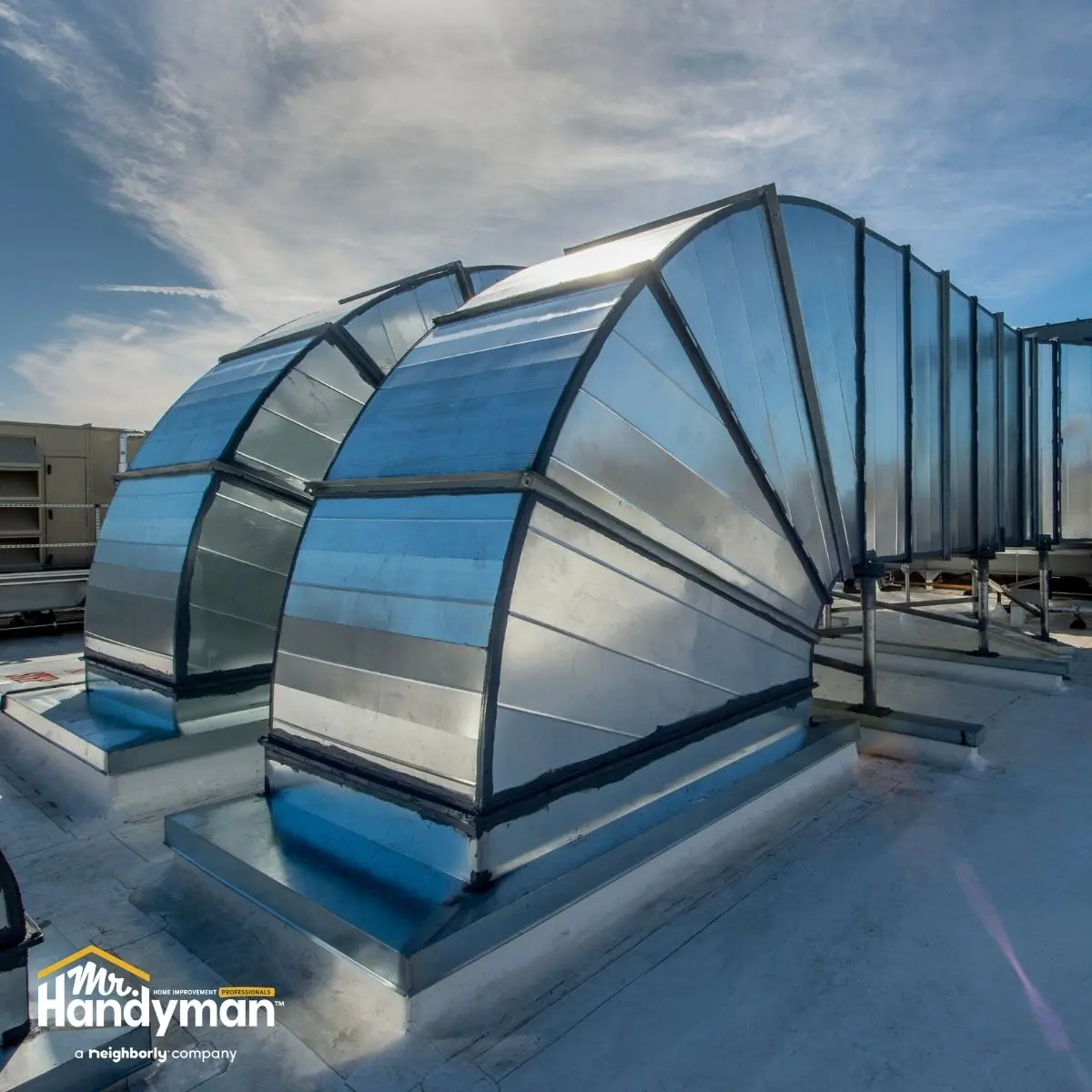 industrial air ducts on a rooftop.