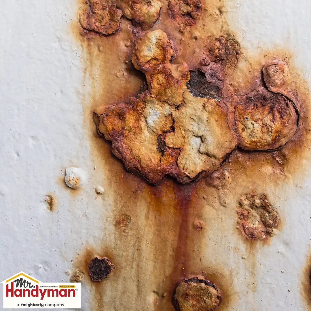 Handyman inspecting a residential water heater for repair or replacement in West Nashville Tennessee