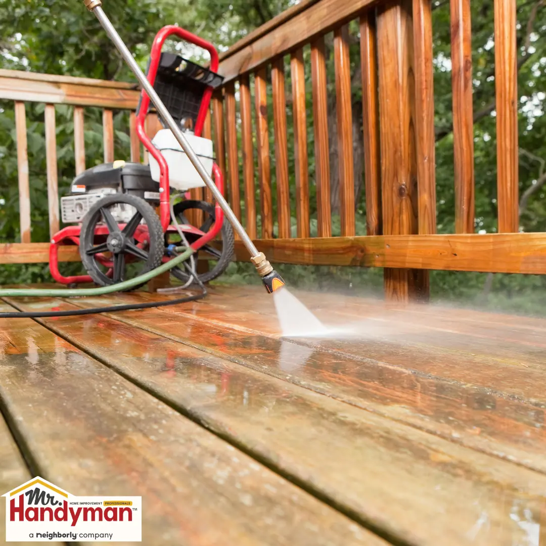 Electric pressure washers for cleaning deck during winter.