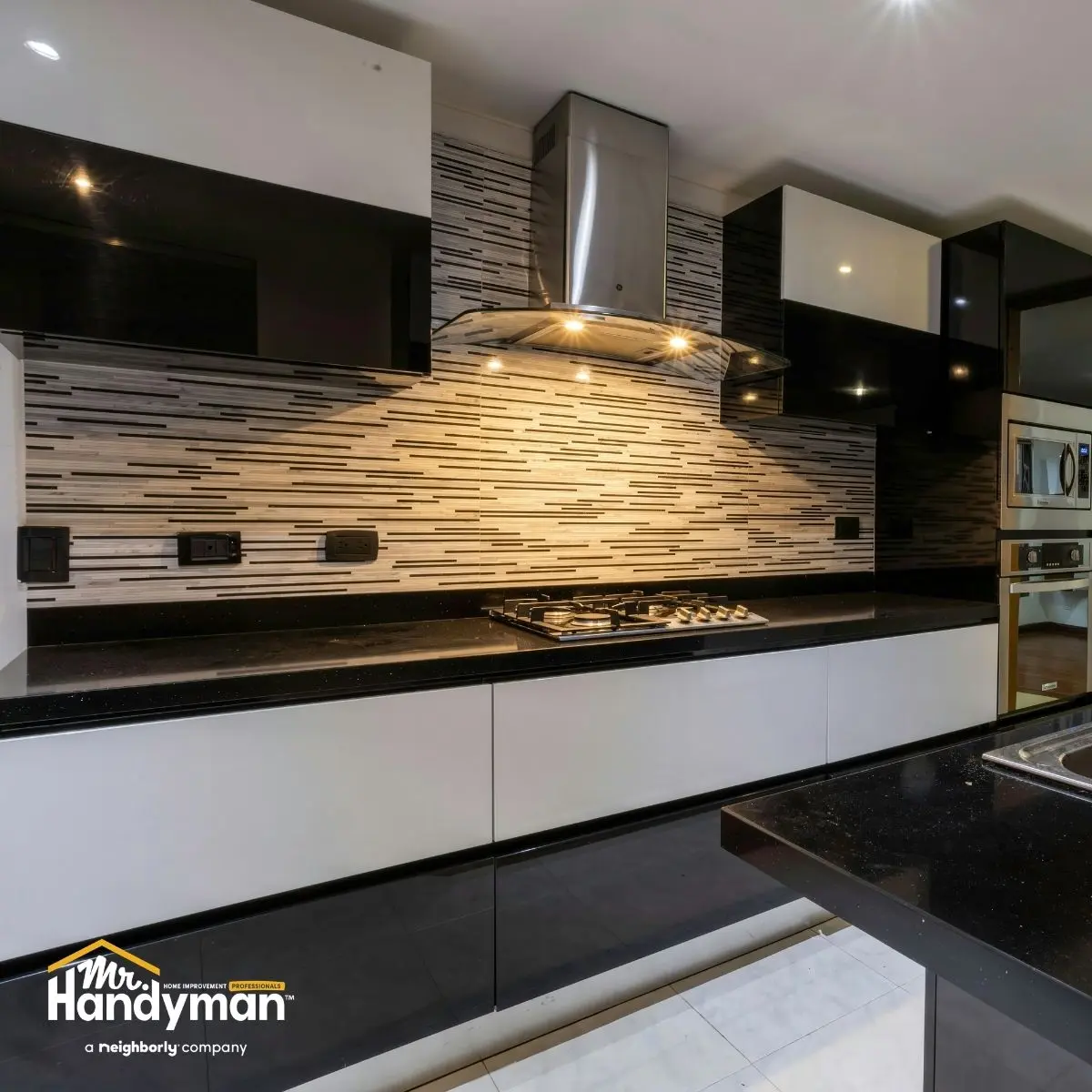 Mr. Handyman technician installing kitchen cabinets in a Murfreesboro home before summer