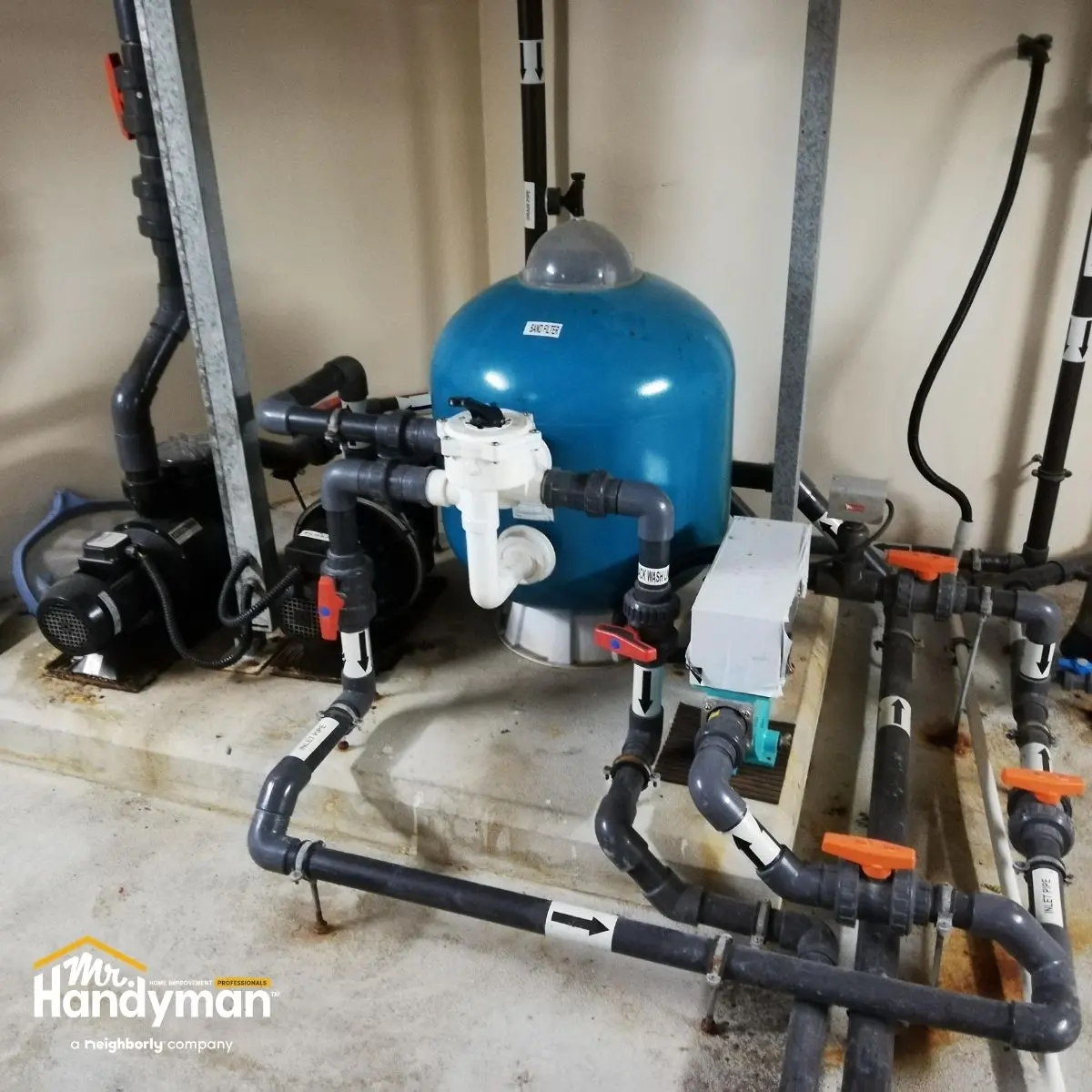 Basement flooding sump pump installation.