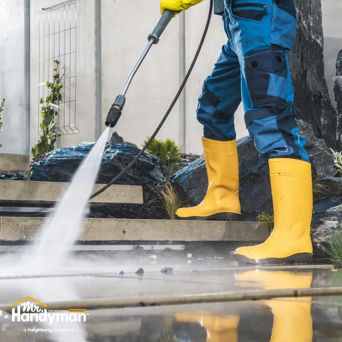 Commercial building roof pressure washing
