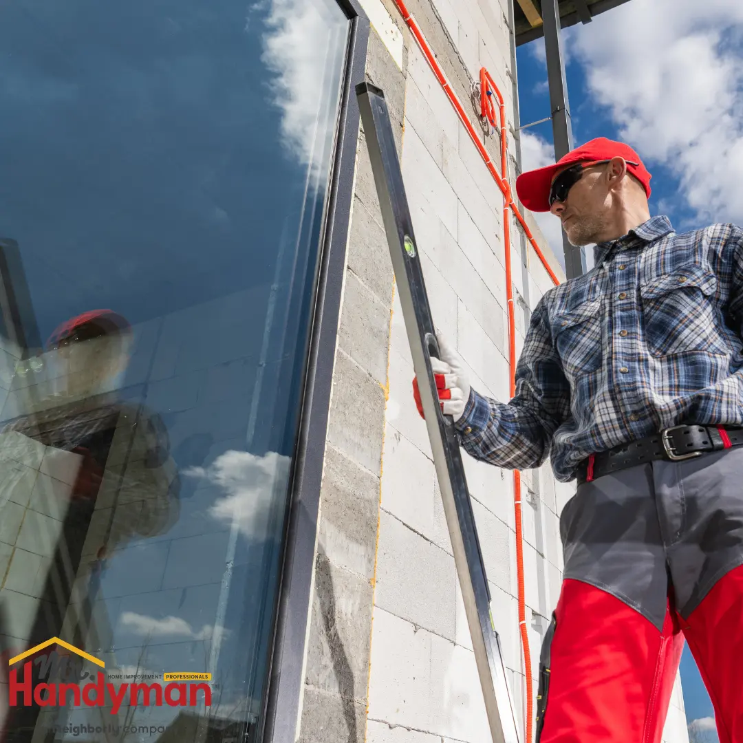 handyman repairing a commercial entrance door