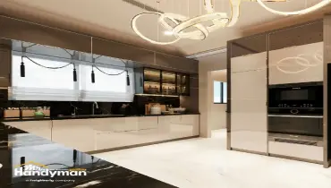 handyman completing kitchen remodel and cabinet installation in Oklahoma City OK home before summer