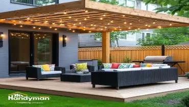 handyman building deck and outdoor living space in Oklahoma City OK backyard in spring