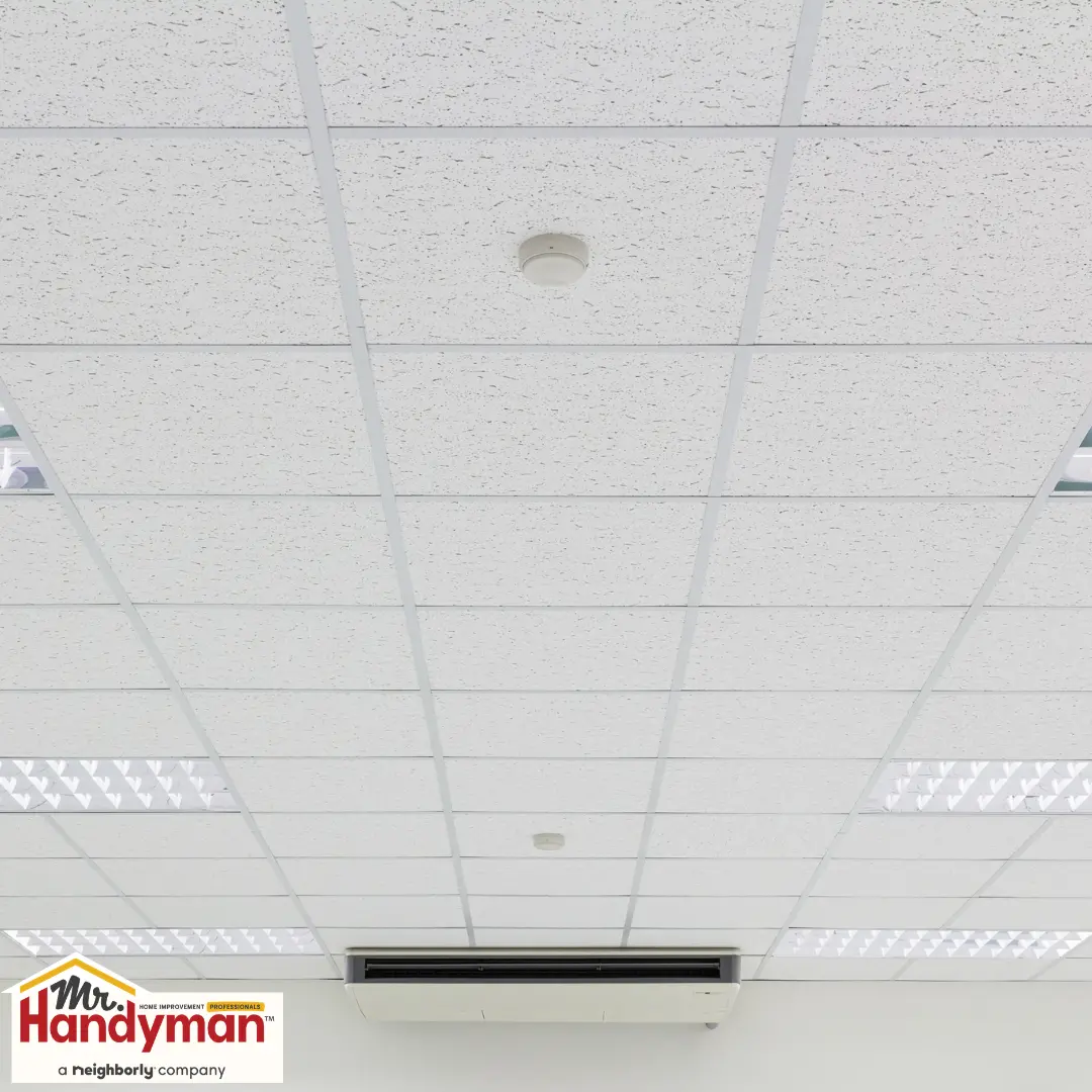 replacing stained ceiling tiles in a commercial space