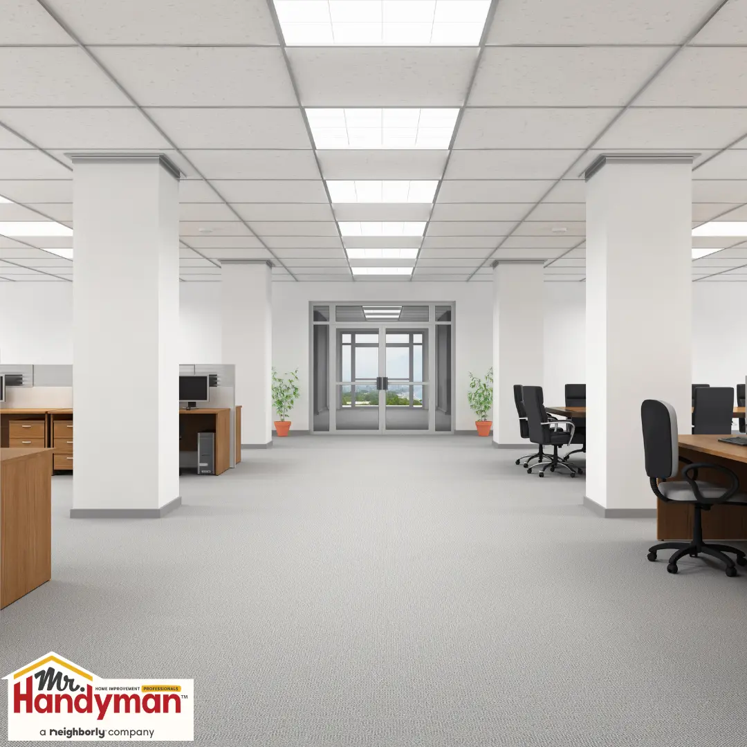 replacing stained ceiling tiles in a commercial space in West Nashville Tennessee