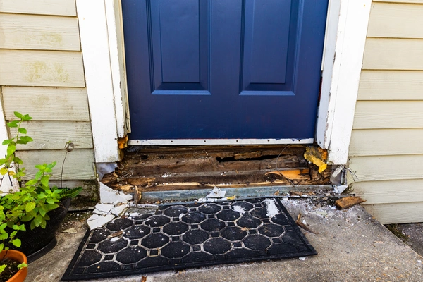 Wood rot on front stoop.