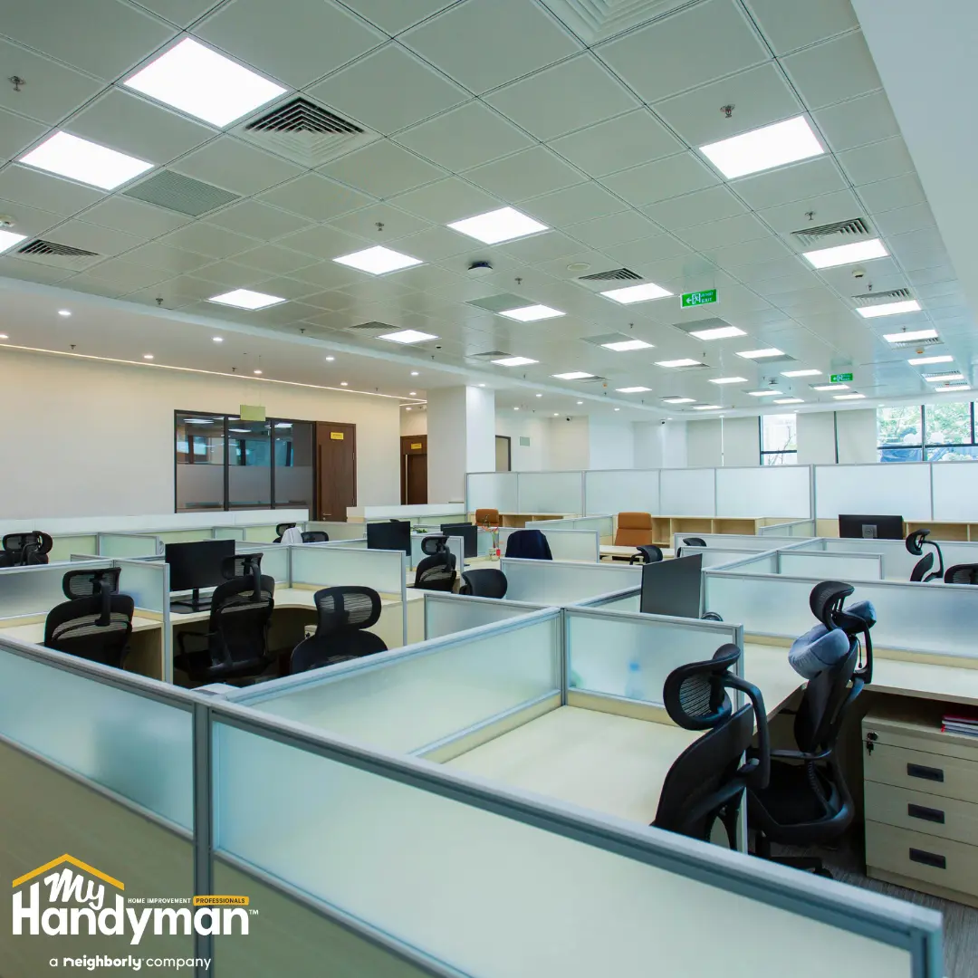 Handyman restoring a commercial breakroom for peak season staff use in Ann Arbor Michigan