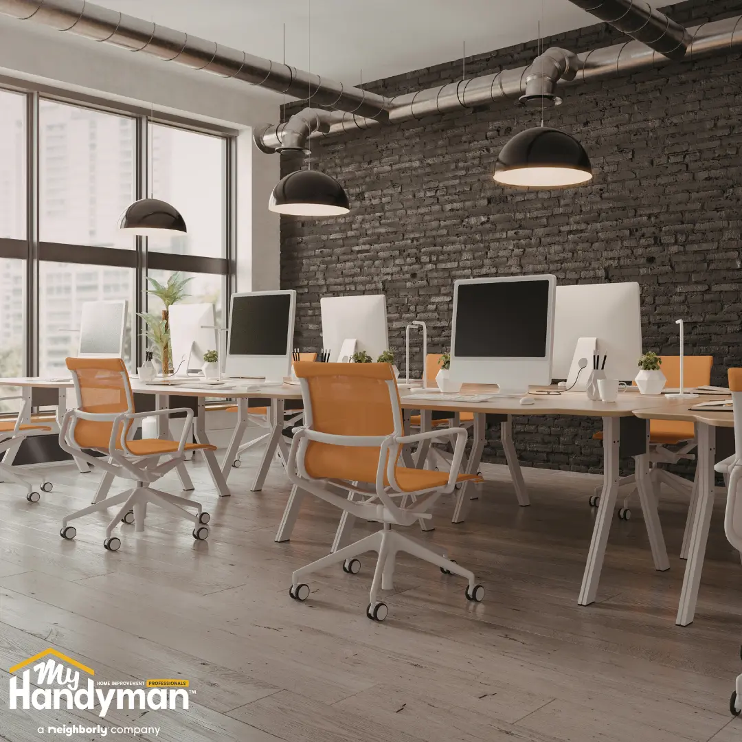 Handyman restoring a commercial breakroom for peak season staff use in Ann Arbor Michigan
