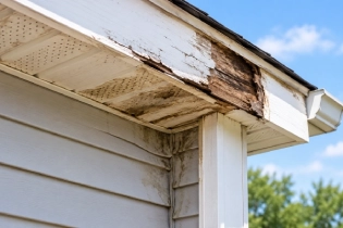 Soffit and fascia alongside gutters on the exterior of a home