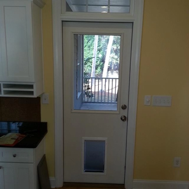 A new door after it has been installed by Mr. Handyman.
