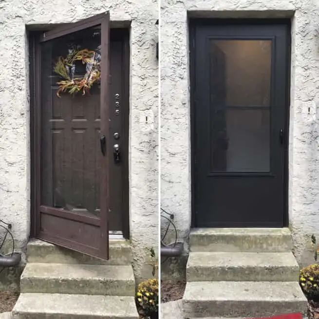 The door replacement before and after its been replaced by Mr. Handyman of the Western Main Line