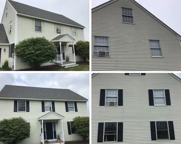 Roof top gutter repair before and after