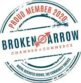 Broken Arrow Chamber of Commerce Proud Member 2020 badge.